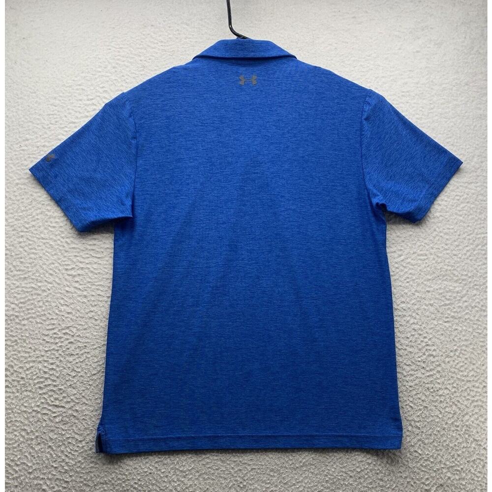 Under Armour Polo Shirt Mens Medium M Loose HeatGear Blue Geometric Golf Dad - Picture 5 of 10